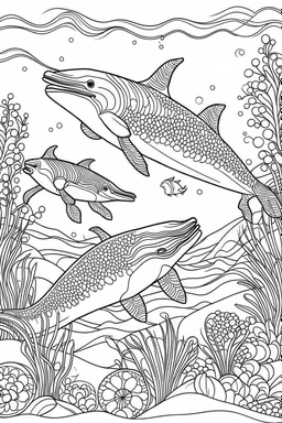 coloring book image of the seaworld