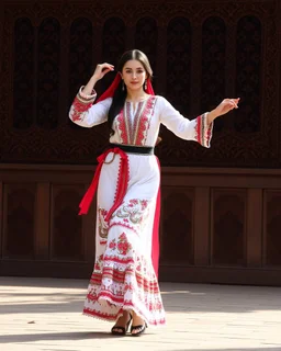 azeri female full bdy with traditional dance clothing