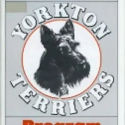 circle containing a black and white image of a terrier