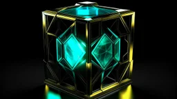 Tesseract from movie Loki, in the middle and with glow, without background or table