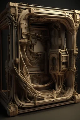 Realistic, beige, cyberpunk, biomechanical frame