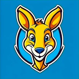 Kangaroo Mascot Logo in the style of 1997 pop culture and with a fancy and professional look to it.