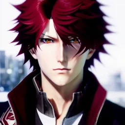 Detailed anime boy, crimson red hair, long classic taper hairstyle, dante dmc5 hairstyle, wolf ears protruding out, white trench coat, intricate details, full body portrait, keep head in frame, slight smile, black Japanese motif, concept art, highly detailed, digital painting, concept art, sharp focus, illustration, art by Yoji Shinkawa, WLOP and greg rutkowski and alphonse mucha and artgerm and yanjun Chen and Junji ito and Makoto Shinkai, HDR, octane render, highly detailed