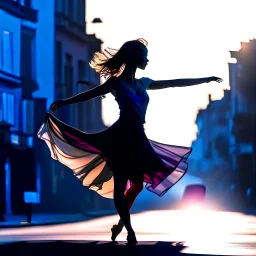 woman dancing in the street siluette