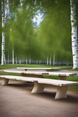 березовая роща, зона отдыха, скамейки, парк