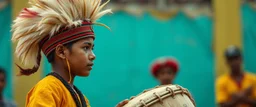 maga hat boy facing the indian drummer like in the press