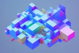 3D colorful geometric installation, simplistic, studio lighting, C4D, 16k, Behance, Artstation, centered, top down camera, vibrant