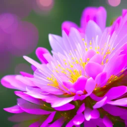 one big crystal subtle flower in a galactic ambiance with a beautiful fairy, transparent petals, delicate colors, finely tuned detail, ultra high definition, 8 k, unreal engine 5, ultra sharp focus