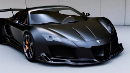 Gorgeous and expensive, black sports car with a big, black front grill, realistic, stylish