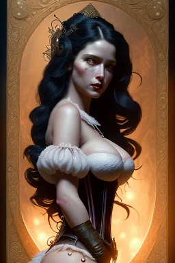 sexy milf, warrior, black long wavy hair, corset, night, 8k resolution, high-quality, fine-detail, intricate, fantasy art, detailed matte, volumetric lighting, illustration, 3D octane render, brian froud, howard lyon, selina french, anna dittmann, annie stokes, lisa parker, greg rutowski