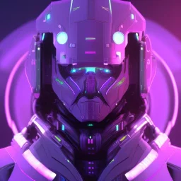Handsome Robot face, Sci-fi character, purple backlight, pink and purple, scifi suit, profile, purple background