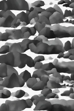 Drawn rocks on a snowy landscape