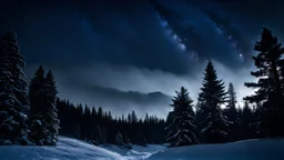Dark sky,fir forrest scenery,forest,tree,nature,night,snow,fir tree,night ,cloud,holy night