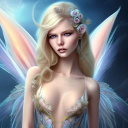 magnifique belle sexy fairy souriante avec de magnifiques ailes et des cheveux longs blonds,yeux bleus