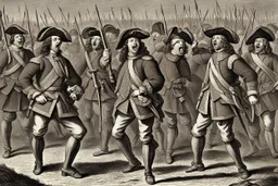 soldats anglais qui crient année 1669