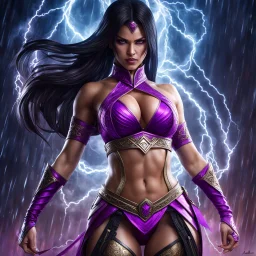 Fhoto full body, reality, Raw, mileena, super magic storm, mortal combat, big boob, digital art, intricate details, powerful composition, captivating, , trending on artstation, sharp focus, studio photo, intricate details, highly detailed, by addiedigi