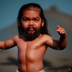 Khal Drogo toddler, full body, dramatic lighting, hyper realistic