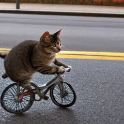 cat riding a bike