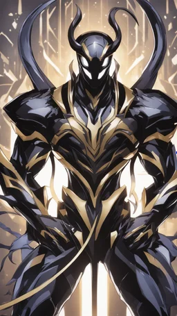 Rainhard suit mix with venom symbiote in solo leveling shadow artstyle, rainhard armor, demon lord them, intricate details, highly detailed, high details