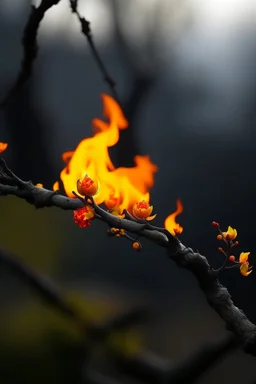 Ramo de flores quemándose