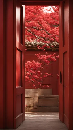 photographic image, close-up of beautiful magnolia flower foreground, red wall of ancient building in the style of the forbidden city of china, background of ancient wooden doors and windows, beautiful phantom, highly delicate and clear foreground, 8k, grand prize photography.