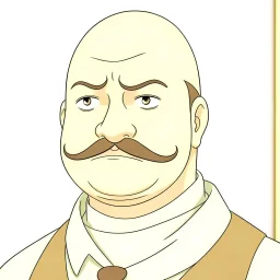 A fat balding Italian man with mustache anime