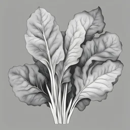 linear illustration of chard in black and white