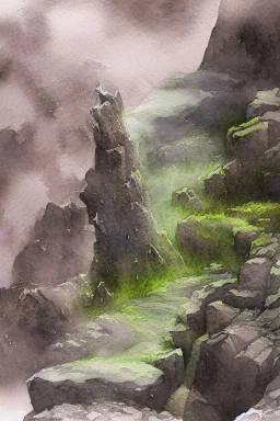 dnd, fantasy, watercolour, ilustration, dao, rock surface, earth elemental