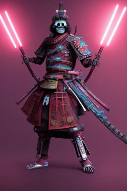 Neon skeleton samurai