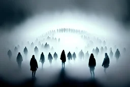 Fog in the shape of a person is gathering in the center