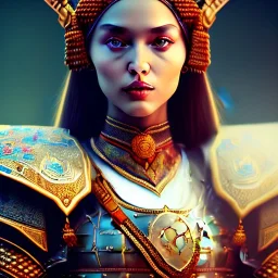 portrait of a warrior with ottoman beautiful girl themed armour, extremely detailed, UHD, 8k,The close-up camera effect,sharp focus, perfect position,hyperphotorealistic, unreal engine 5, octane render