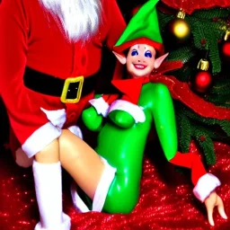 eating out a gorgeous female Christmas elf between the legs