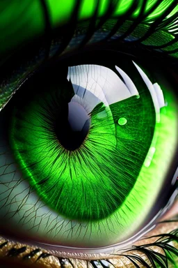 A huge close-up of a green eye