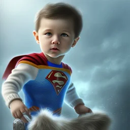 Photo realism kid with superman power