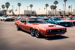 Fotorealistisch Abstellplatz voll mit brandneuen 1981er Chevrolet Camaro vor der Fabrik in Van Nuys