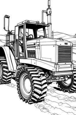 Outline art, no shading, full size bulldozer, black and white, lno shading, ow detail, --ar 9:11