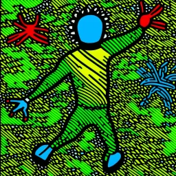 silver lining, painting by keith haring