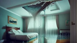 water pouring from ceiling in hotel room while taking acid