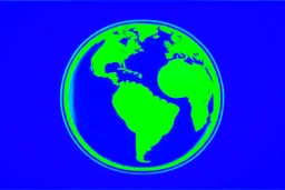 blue and green of a globe with a video play button in the middle