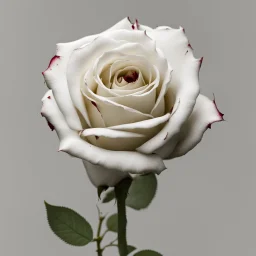 A white rose bleeding from its stem