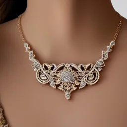 drop diamond and pearl necklace, art noveau, filigree, floral, breathtaking, highly ornate, delicate, intricate, photorealistic, high fashion, fine jewellery, luxury, designer