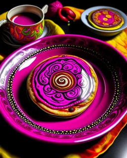 Magenta psychic pancakes designed in Kuna Molas painted by Edgar Degas