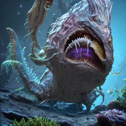 fluid ink angler fish creature, unreal engine 5, 8k resolution, photorealistic, ultra detailed