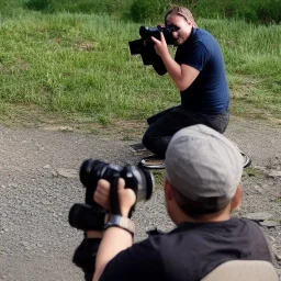 photographer taking photo of an angry dragon