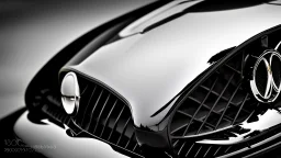 Photograph of a the front grill of a gorgeous, expensive, oldschool black sports car with a big, black front grill, realistic, stylish, taken up close from the front of the car.