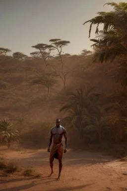 A photo taken from an african village "Avengers Endgame", <character or scene>, kente, cinematic lighting --v 4 --q 2