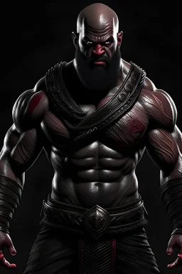 A black human that is huge and has the same physique as kratos