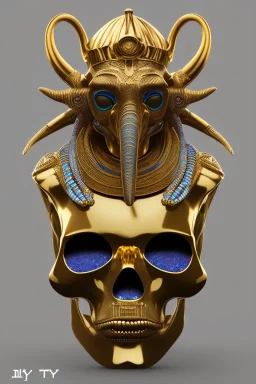 Egyptian god alien, cracks in the voodoo head, wicked, eyes, crown, Elephant, 8k, finely detailed, photo realistic, tiger turquoise skull head gold dragon space alien snow skeleton gold gorilla silver crown silver eyes