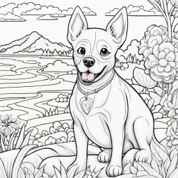 coloring book page of a dog