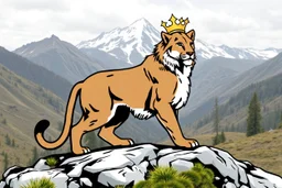 a mountain lion in a royal lion position like on flags or crests, vector